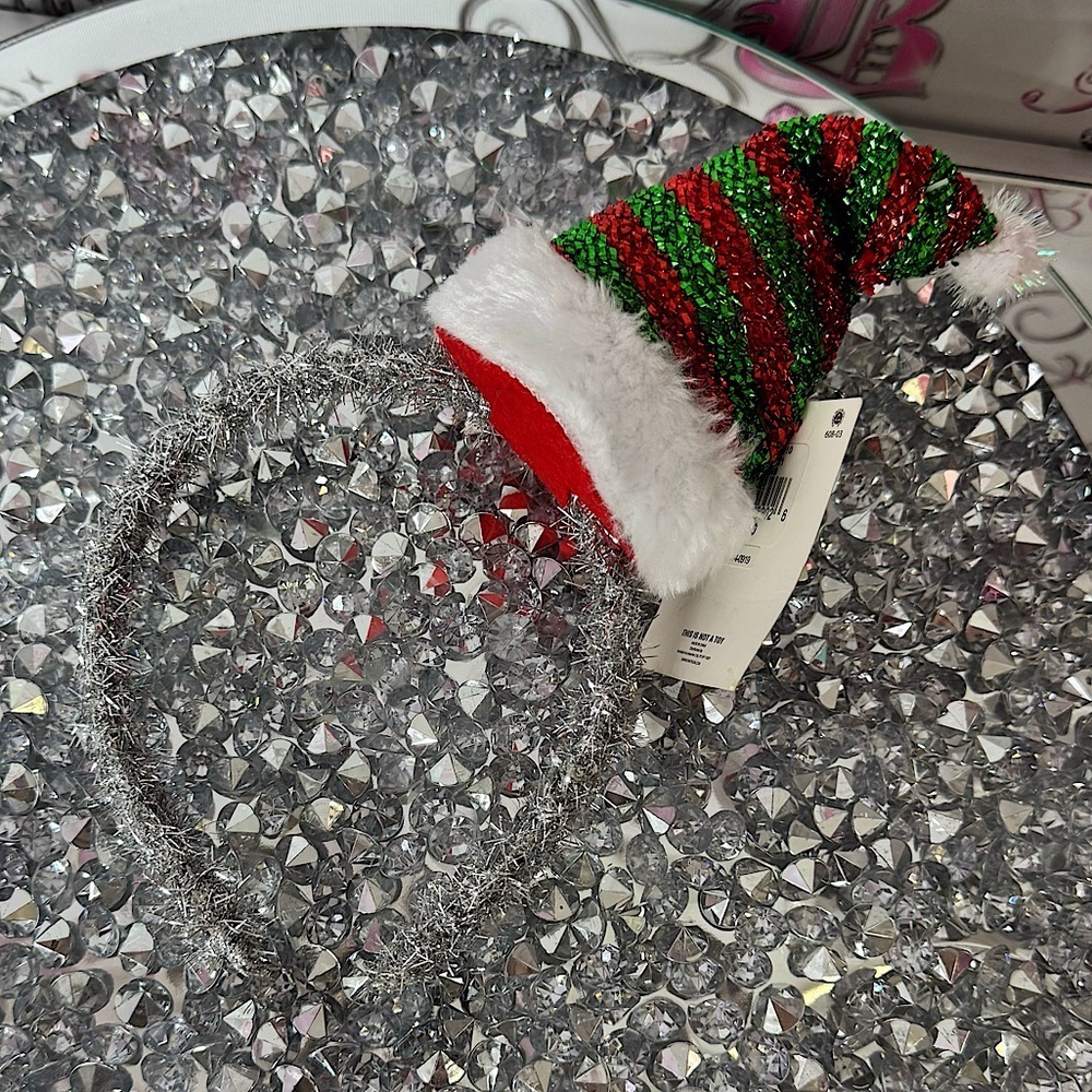 Headband mini hat Christmas Festive Green and Red Striped Headband